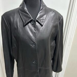 Jones New York Black Leather Jacket Classic Design